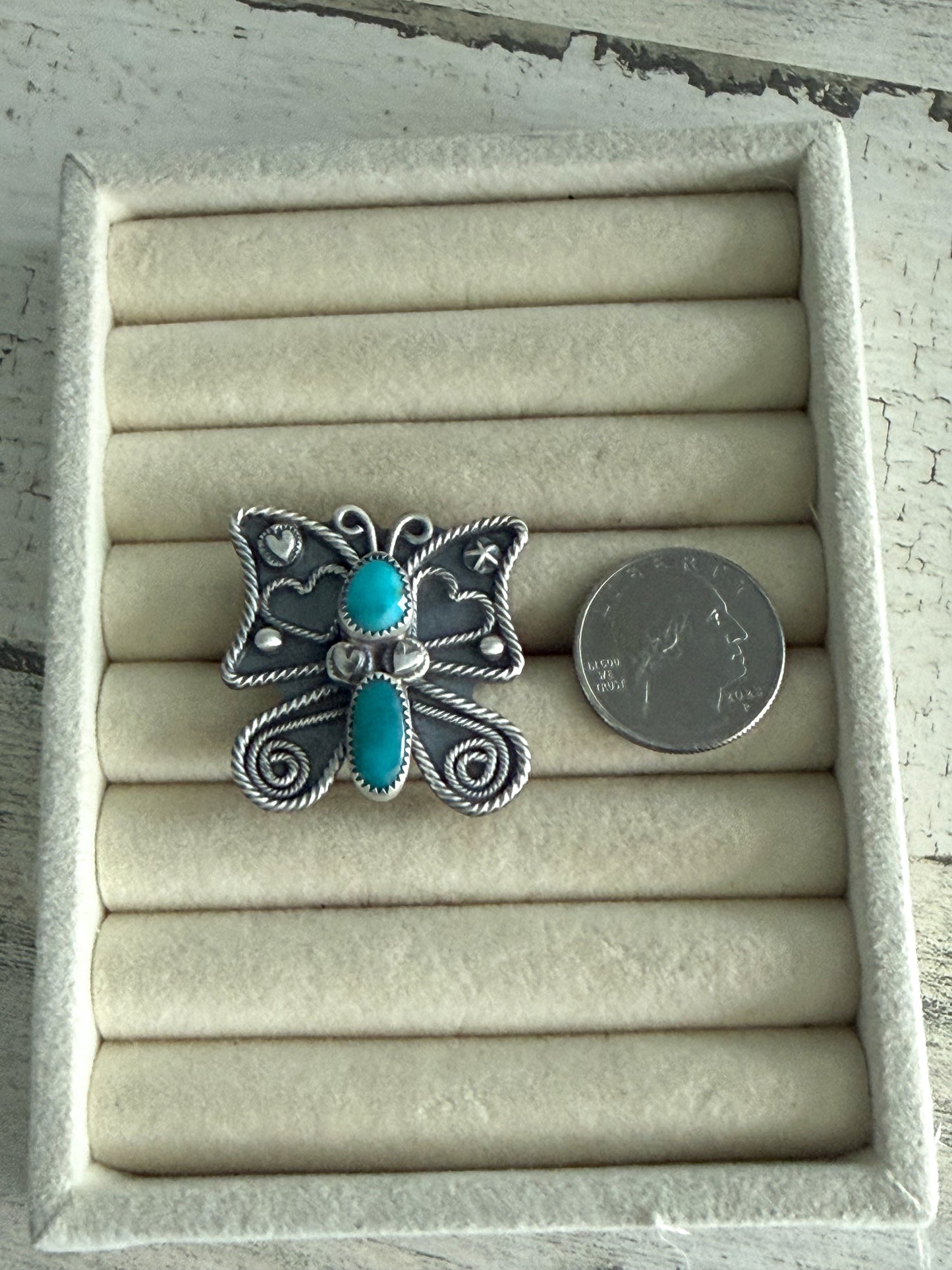 Native American Turquoise Butterfly Ring 8