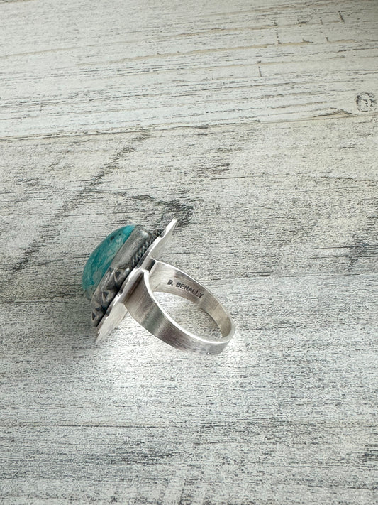 Native Made Fox Turquoise Ring Size 9