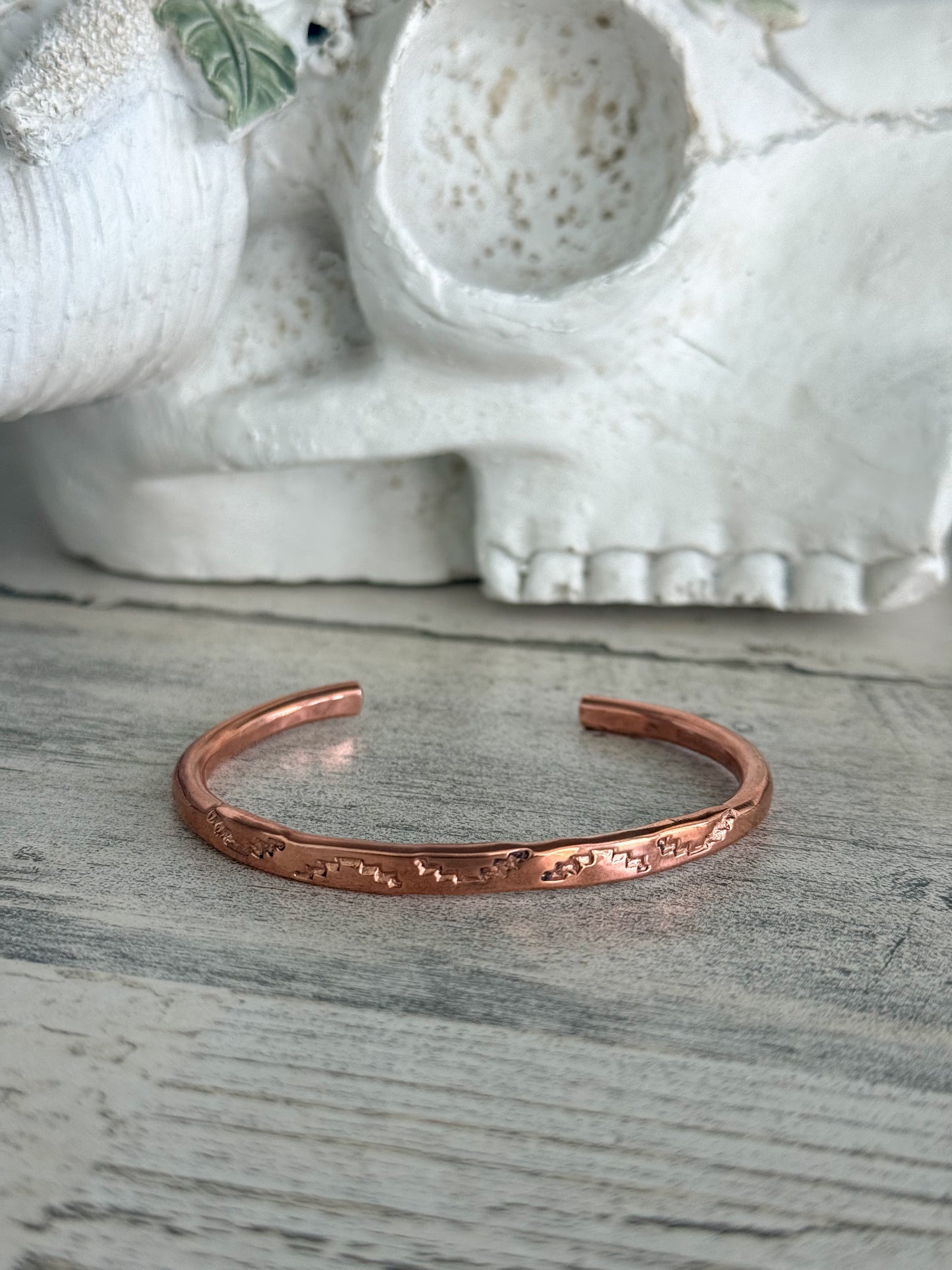 Native American Copper Stamped Cuff 6.75”
