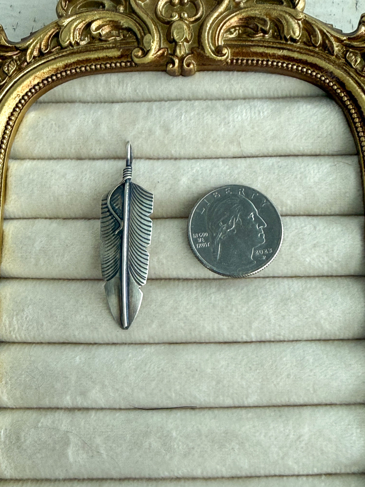 Native American Sterling Silver Feather Pendant