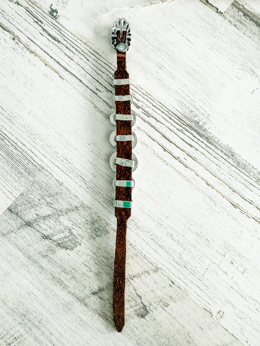 Native American Turquoise & Leather Bracelet