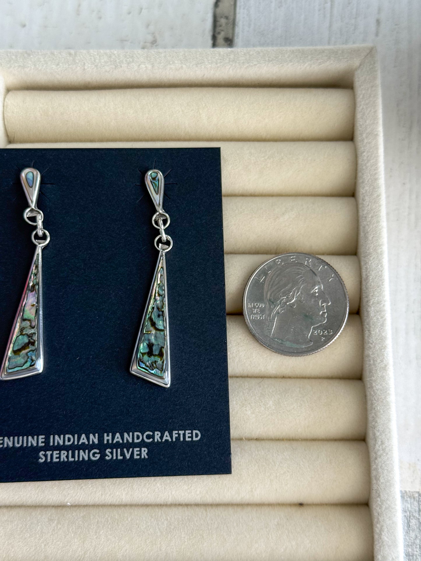 Native American Sterling & Inlaid Abalone Dangles