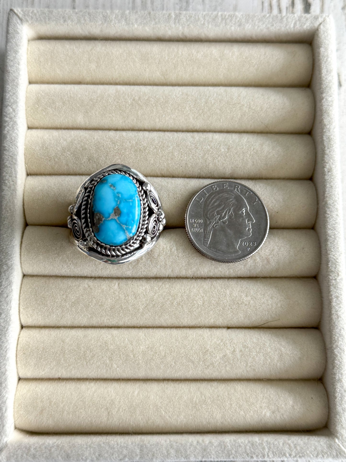 Native American Blue Bird Turquoise Ring 14
