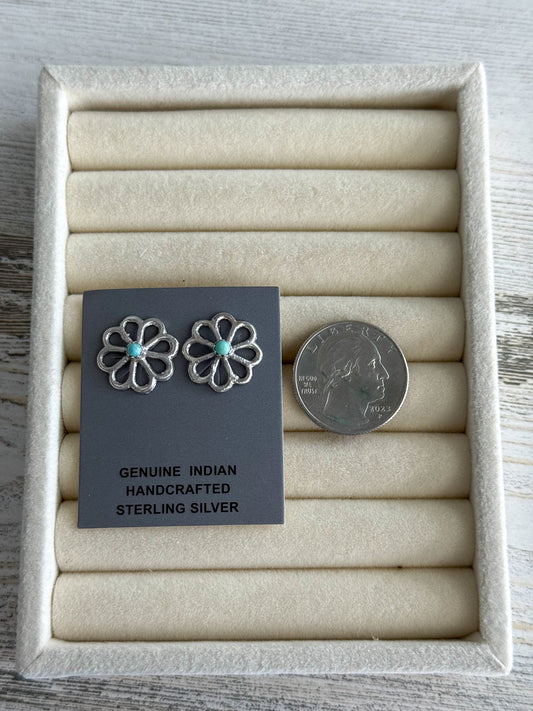 Native American Sterling Flower Earrings