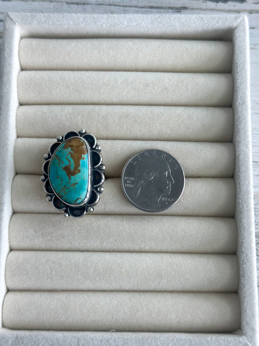 Native Made Green Emerald Valley Turquoise Ring Size 9