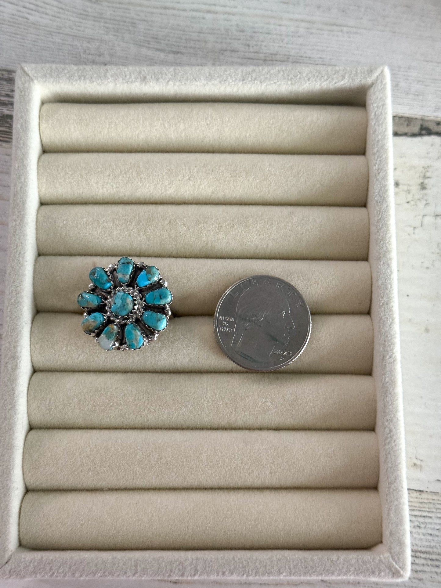 Native Made Turquoise & Mother of Pearl Ring 7