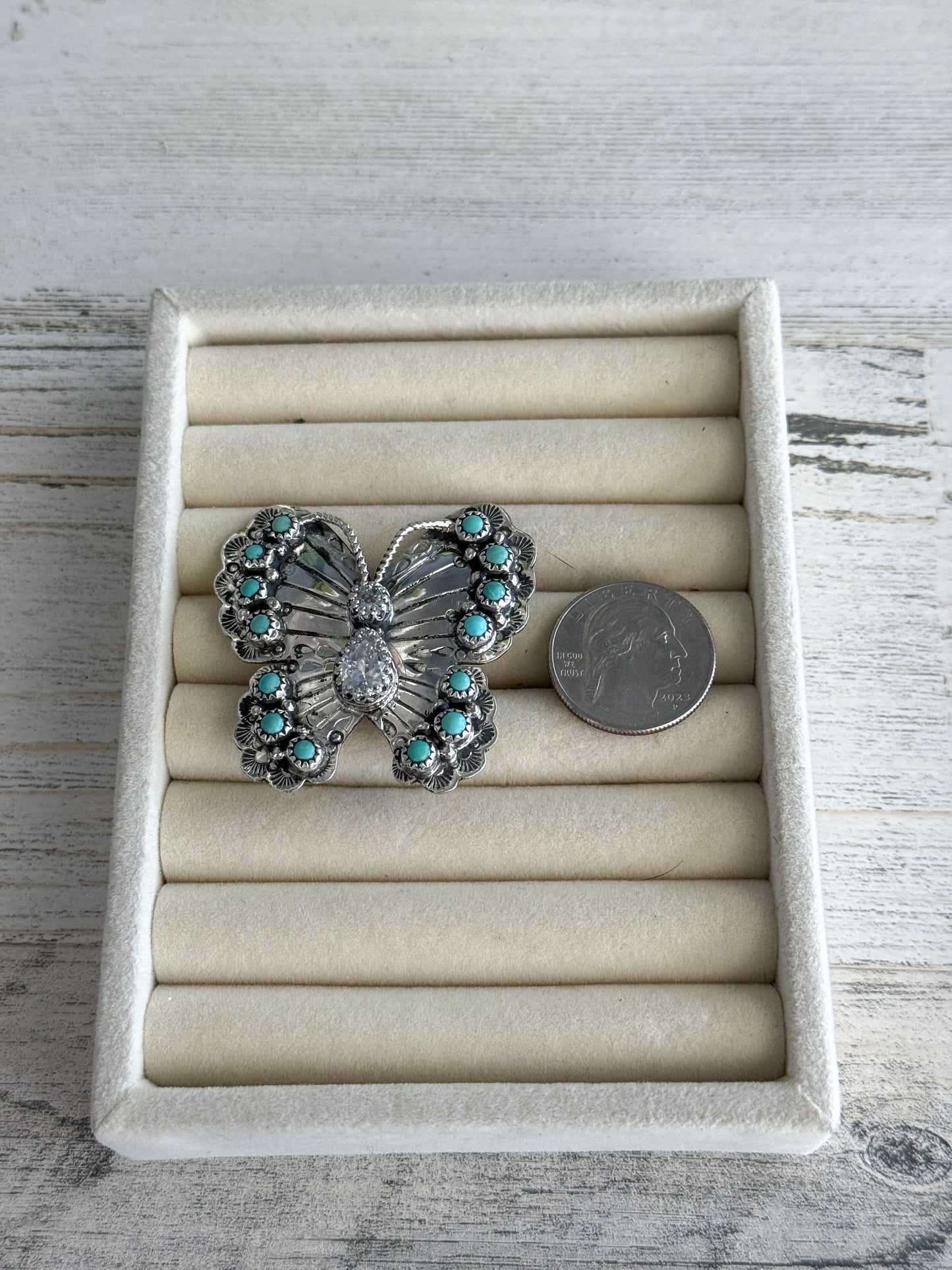 Native American Turquoise Butterfly Adjustable Ring