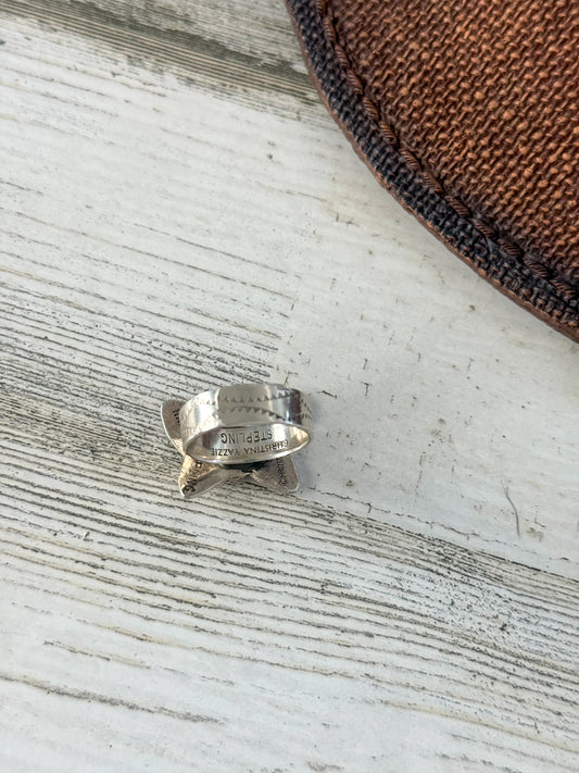 Native American Sterling Butterfly Pink Conch Adjustable Ring