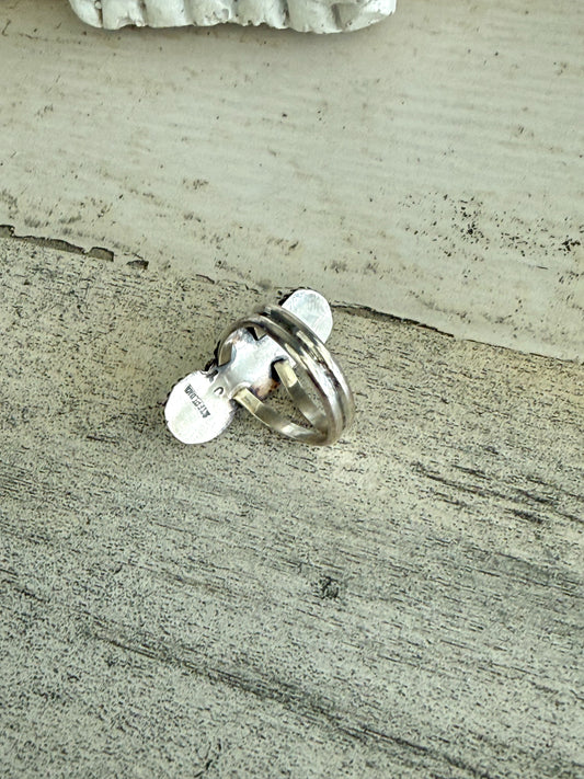 Native American 3 Turquoise Stone Ring 8.5