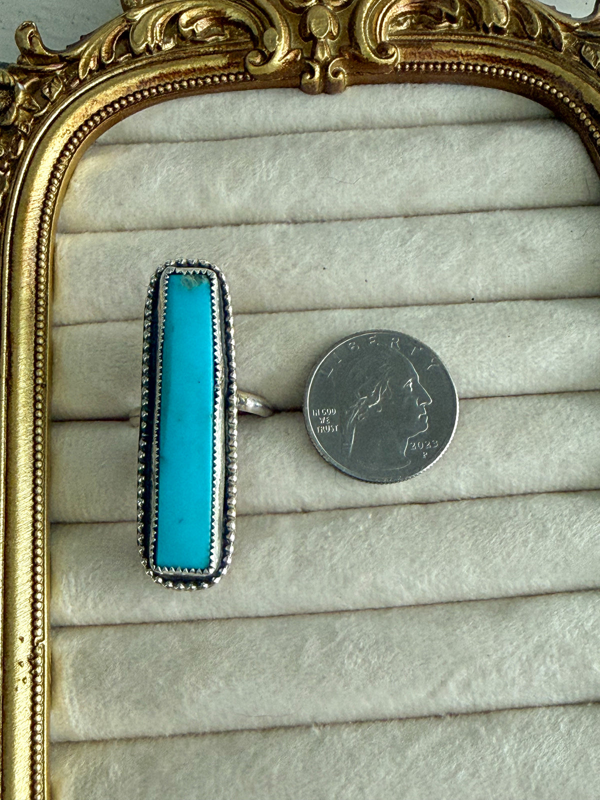Native American Long Blue Kingman Adjustable Ring