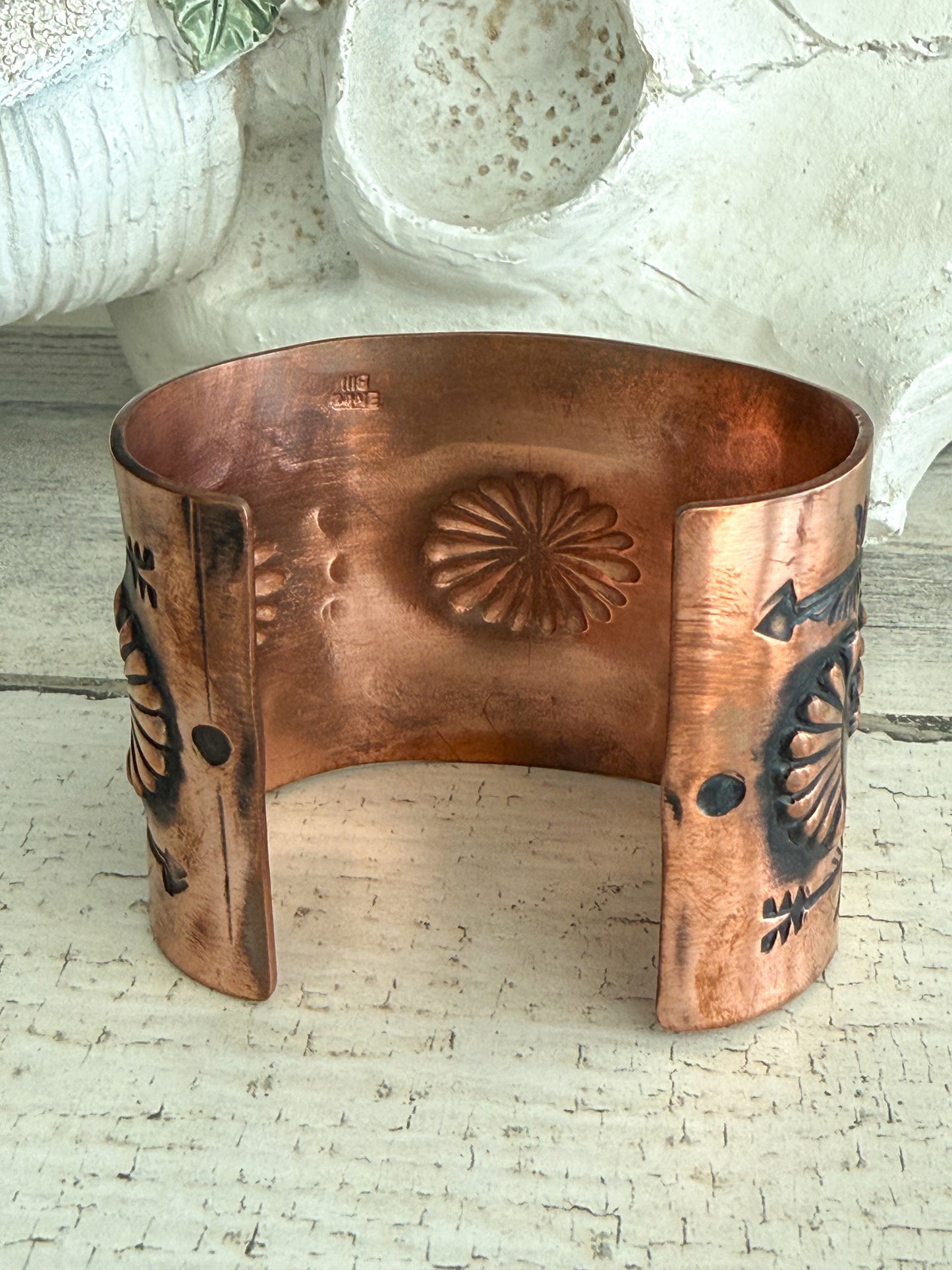 Native American Copper Stamped Cuff 7-1/8"
