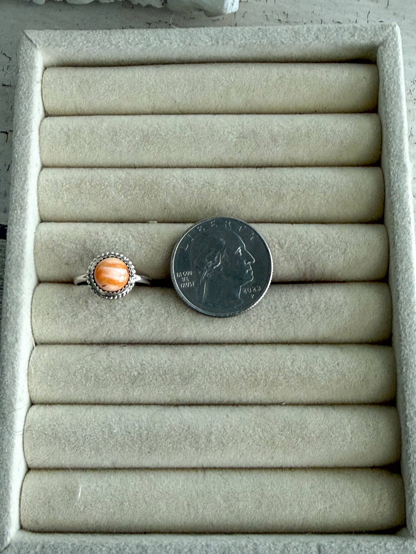Native American Orange Spiny Ring 7