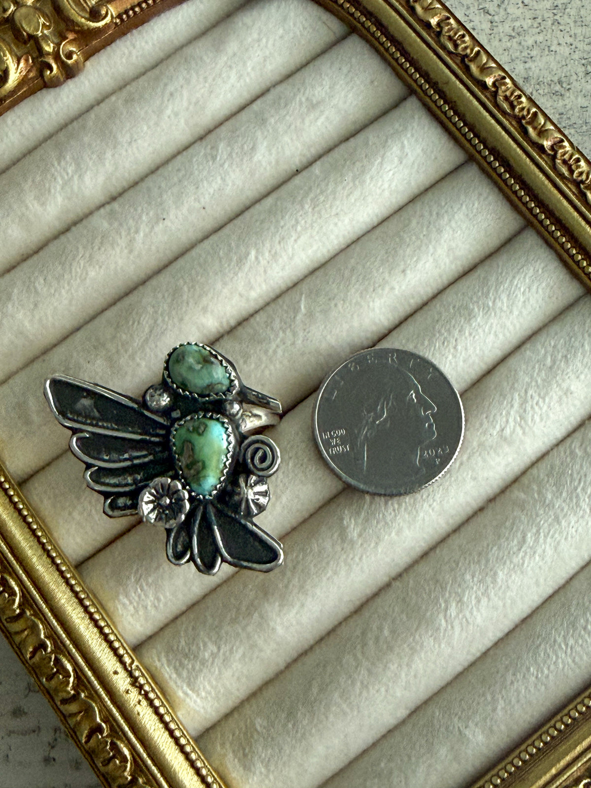 Native American Sonoran Gold Adjustable Hummingbird Ring