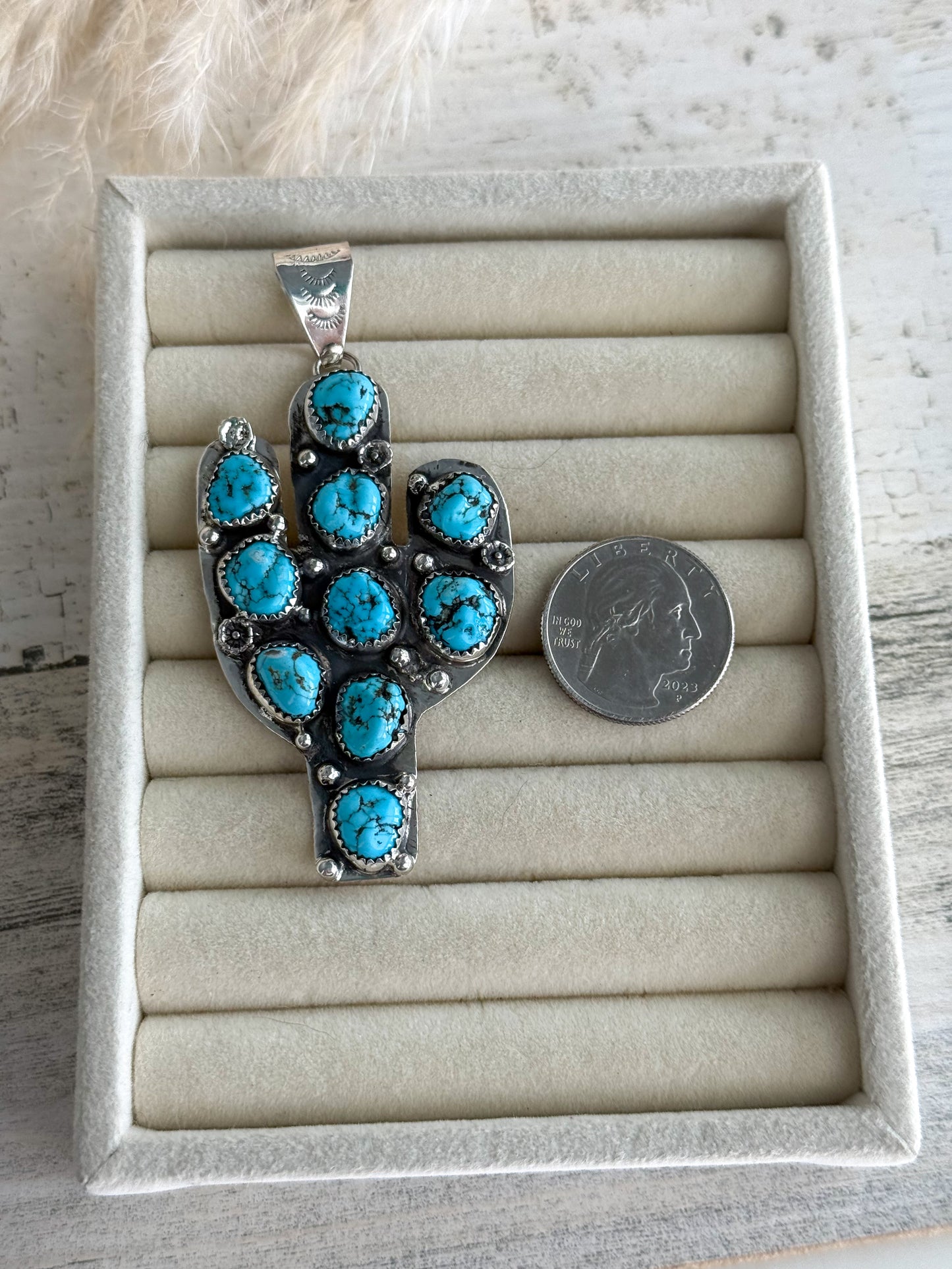 Native American Turquoise Cactus Pendant