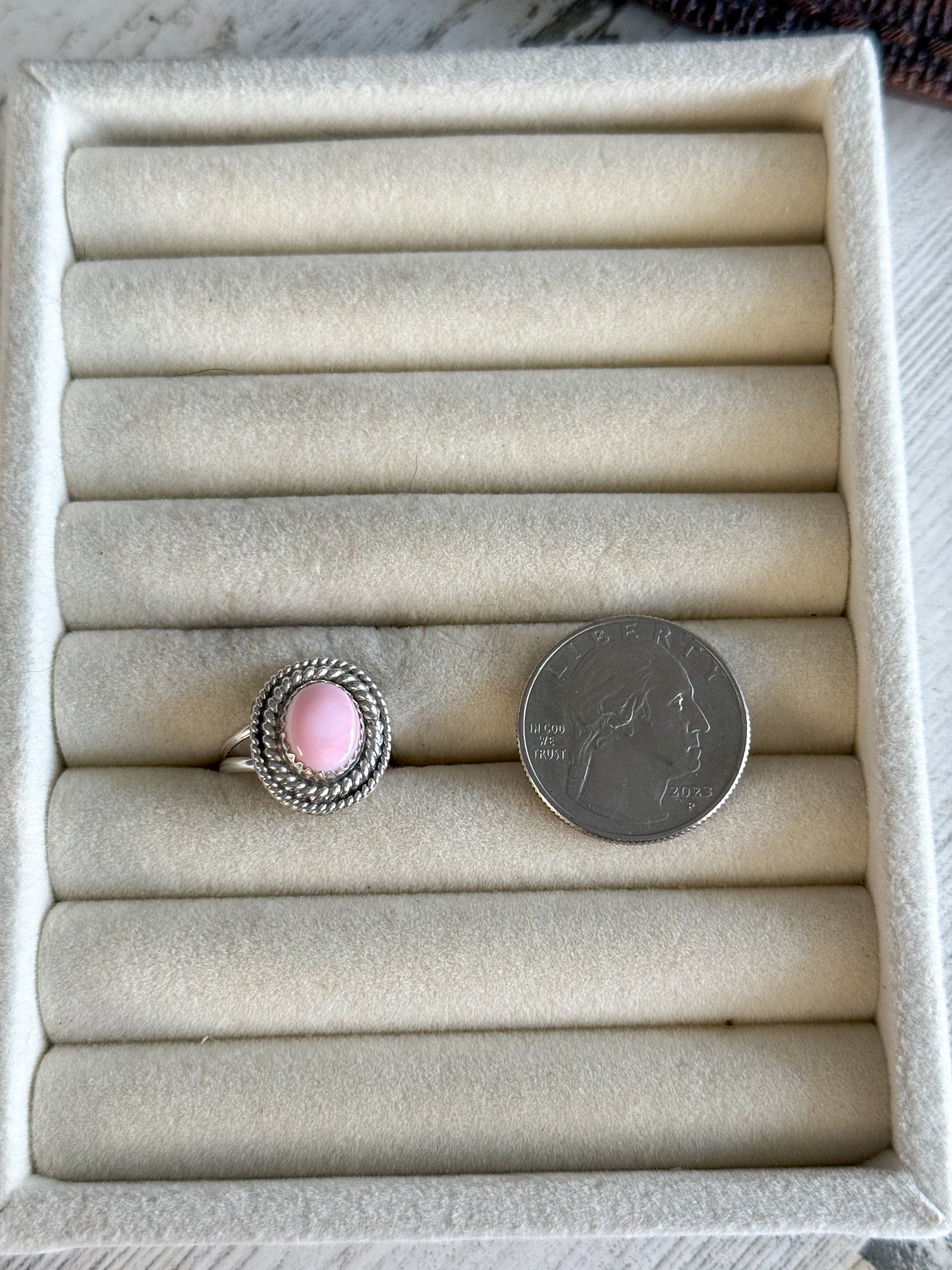 Native American Pink Conch Ring 6.5