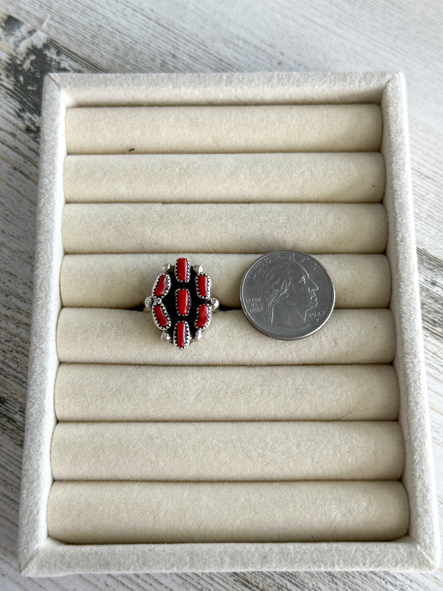 Native American Coral Ring 8