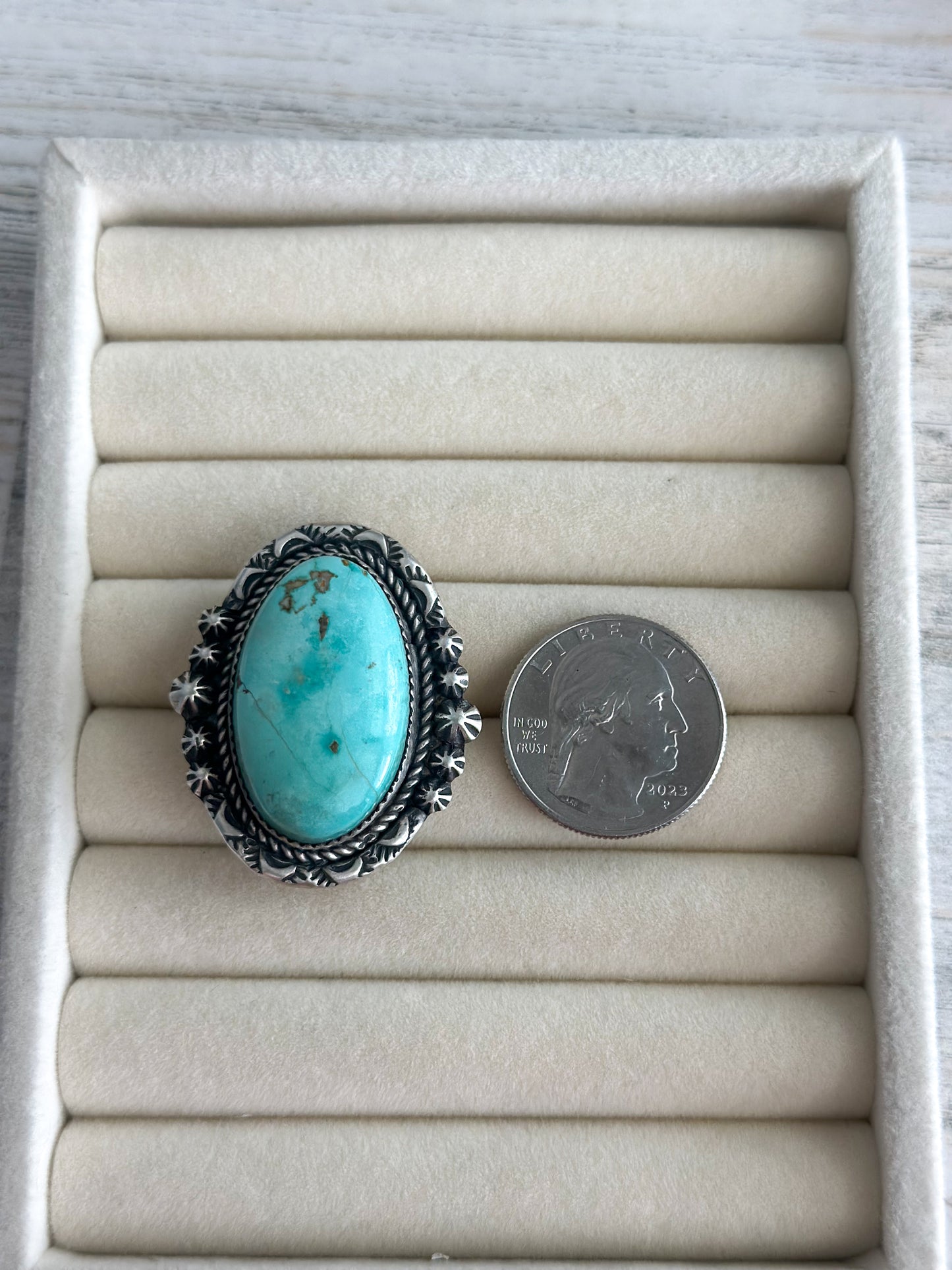 Native Made Light Green Sonoran Gold Ring Size 9.75