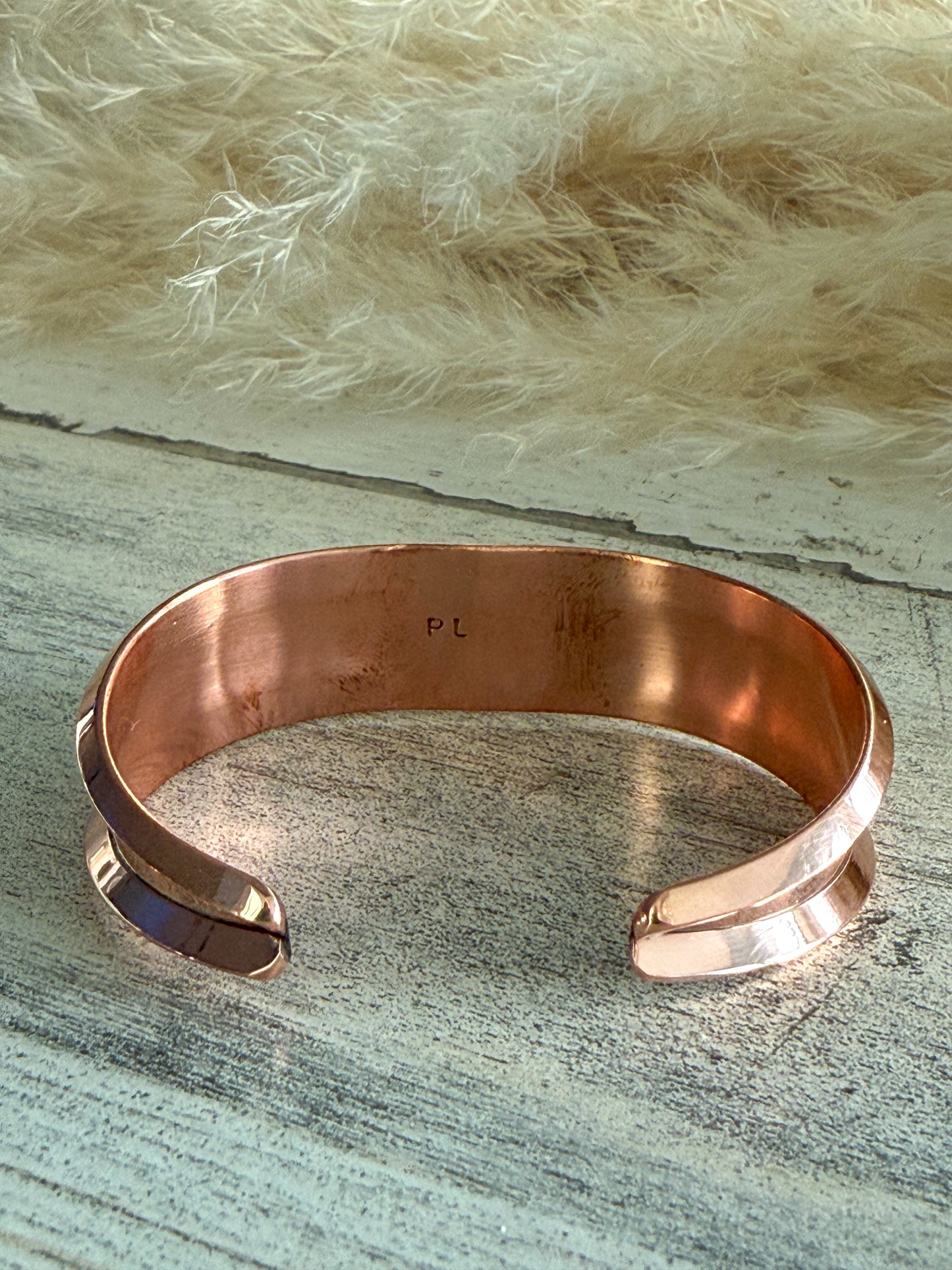 Native American Copper Turquoise & Coral Cuff 6.5"
