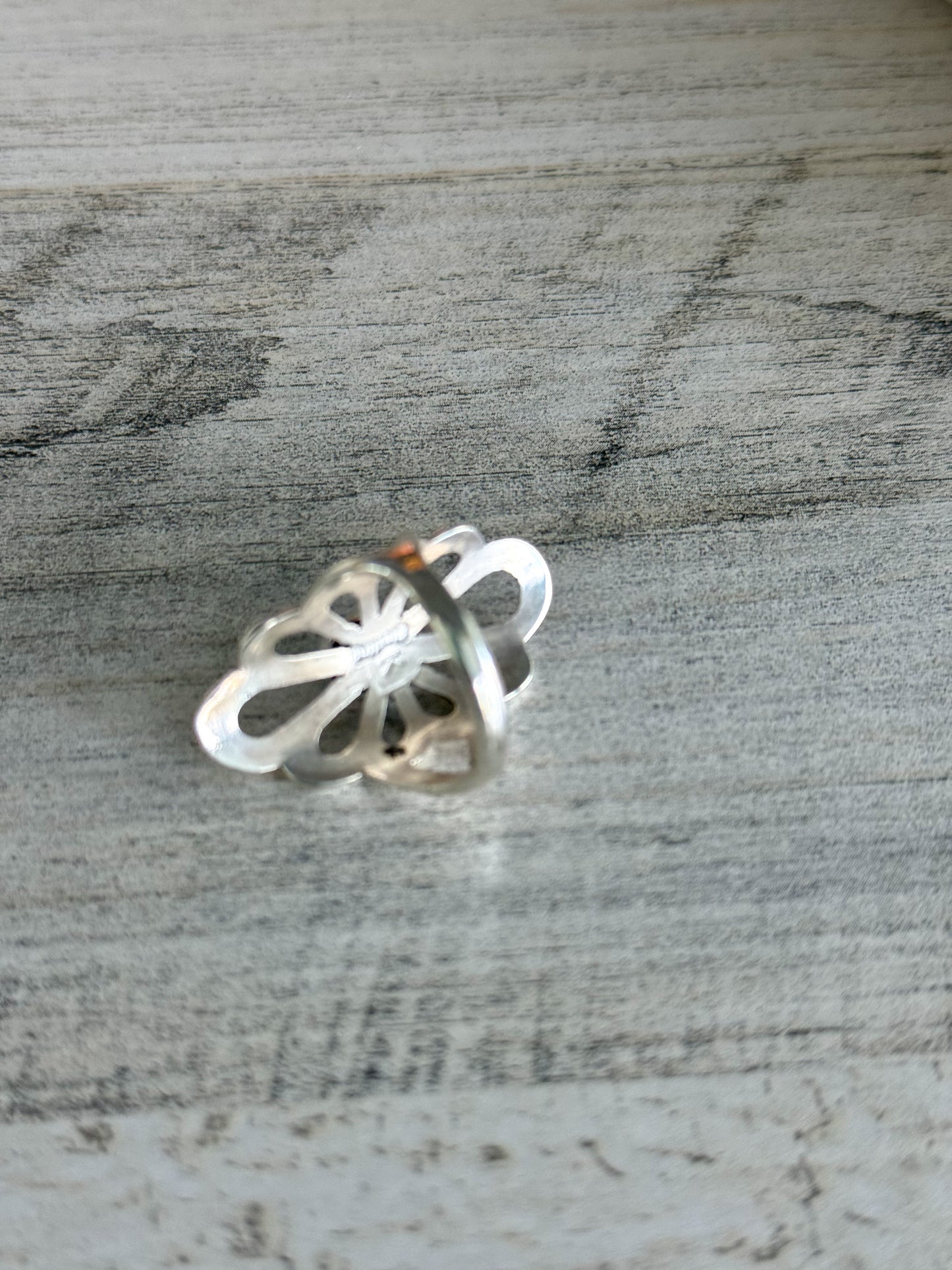 Native American Sterling Turquoise Flower Ring 8