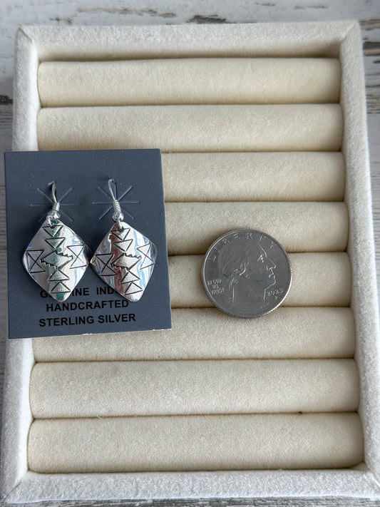 Native American Etched & Stamped Square Earrings