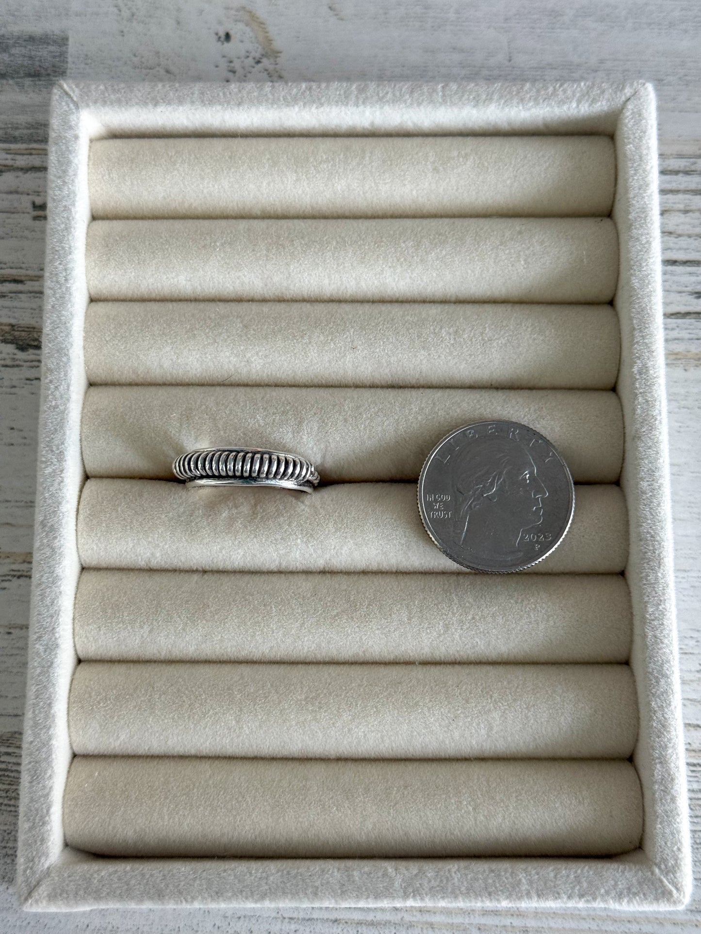 Native American Sterling Silver Coil Ring 8