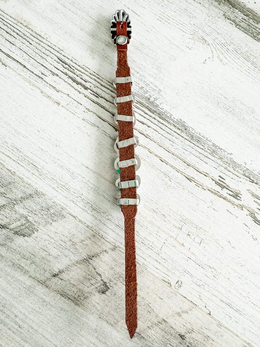 Native American Turquoise & Leather Bracelet