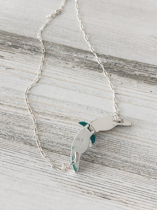 Native American Turquoise Carved Eagle Necklace 18"