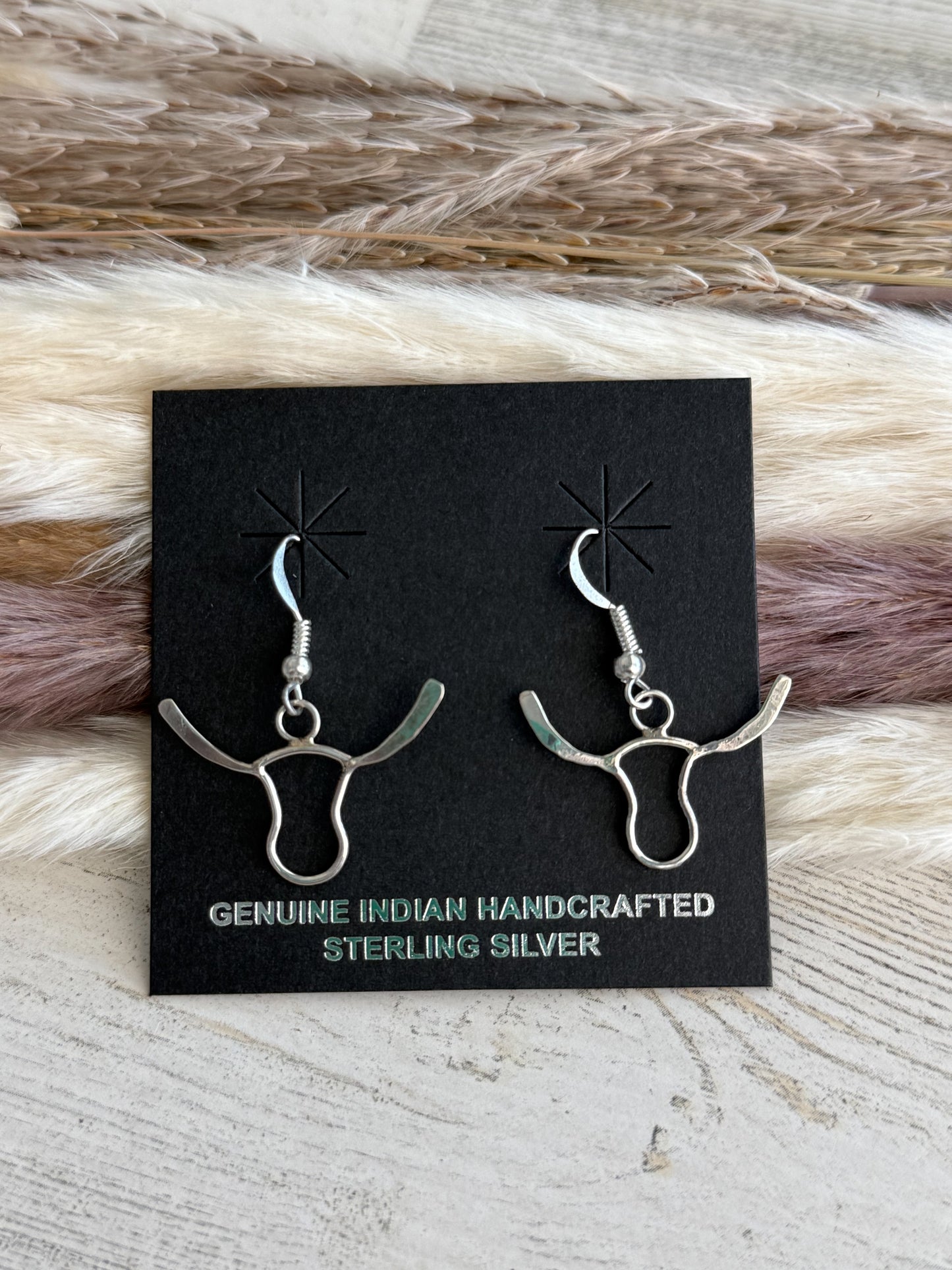 Native American Sterling Longhorn Earrings
