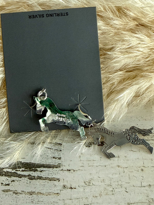 Native American Sterling Horse Dangle Earrings