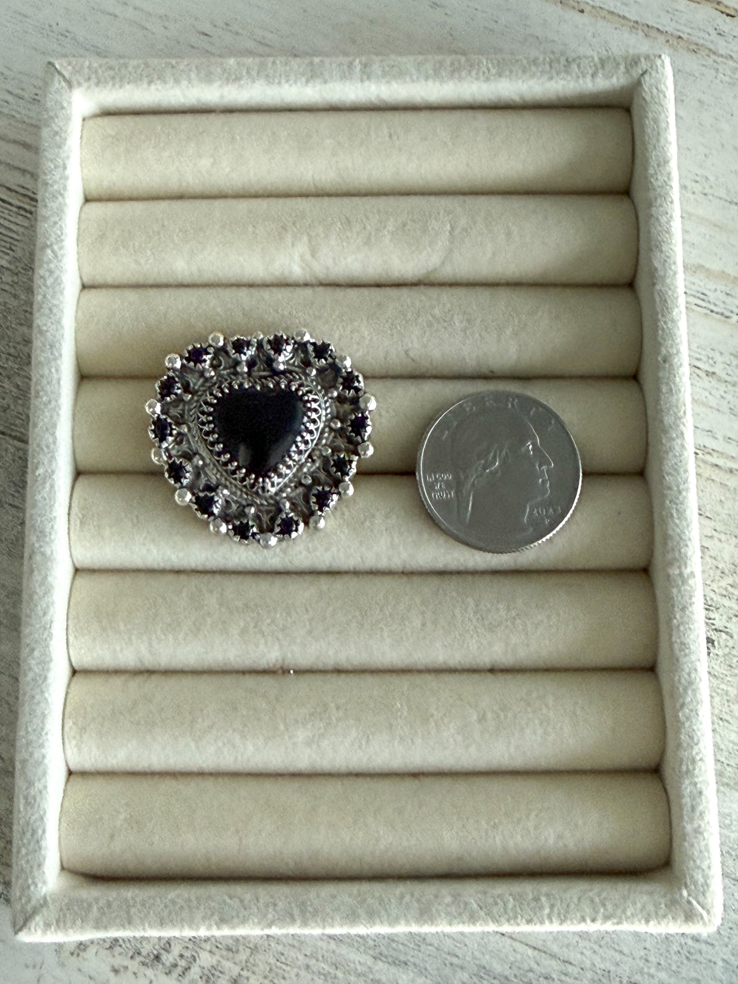 Native American Black Onyx Heart Earrings