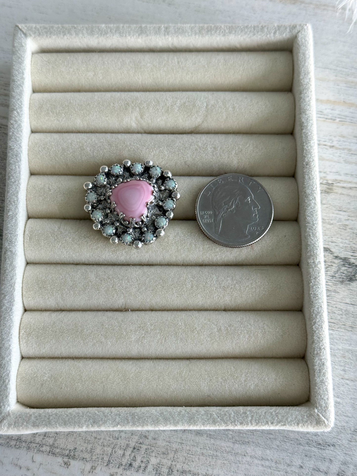 Native American Pink Conch Heart Earrings