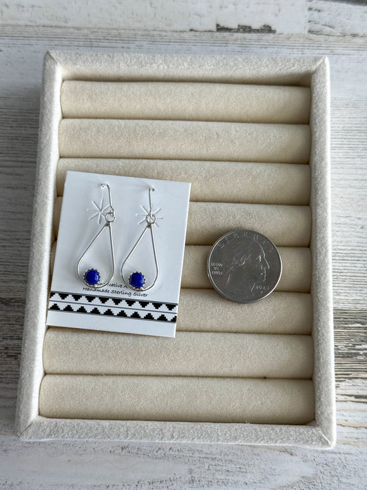Native American Lapis Tear Drop Earrings
