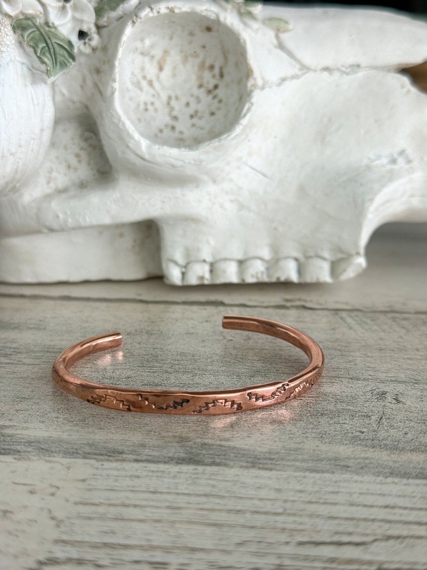 Native American Copper Stamped Cuff 6.75”
