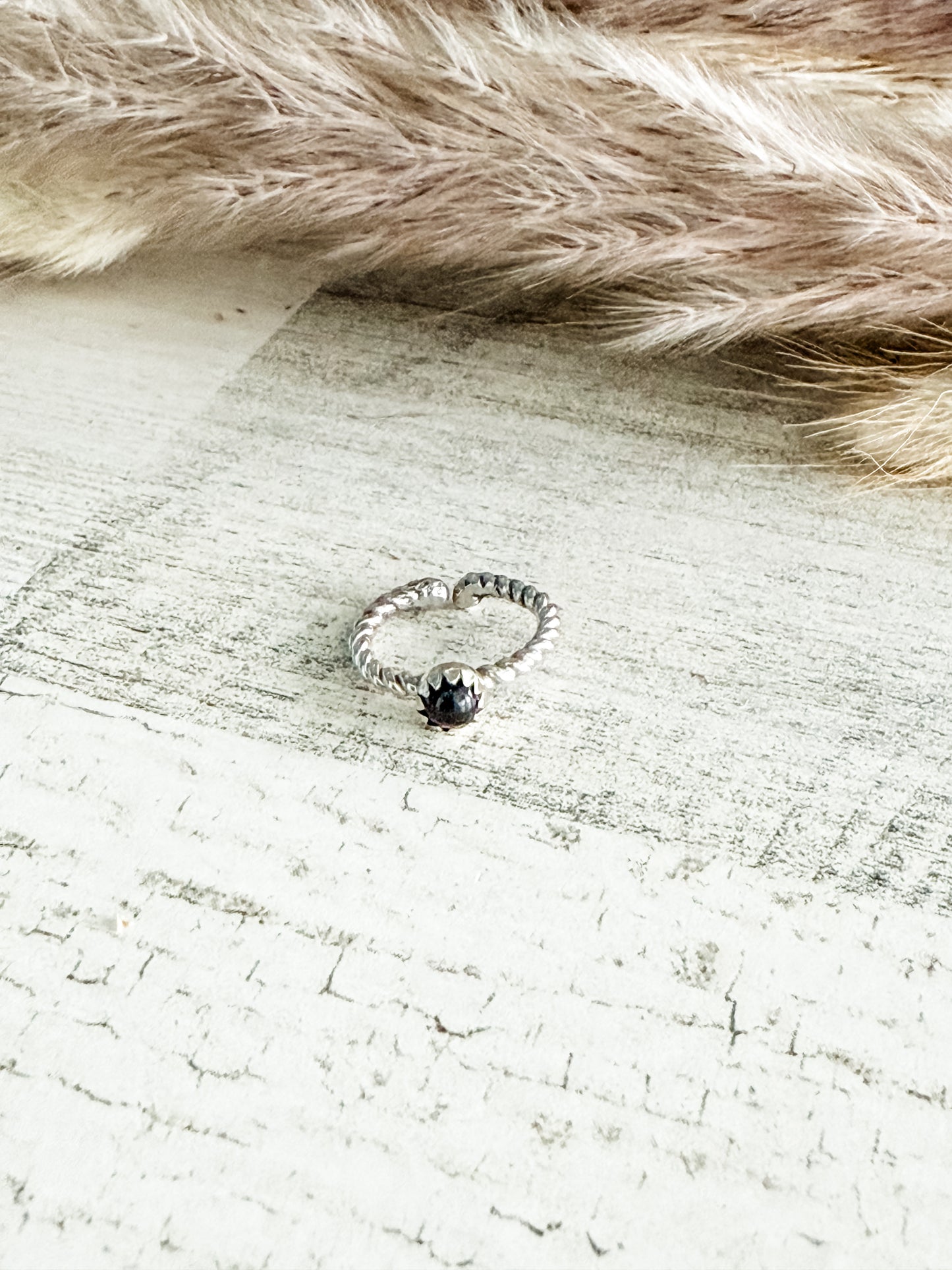 Native American Black Onyx Adjustable Toe/Pinky Tip Ring