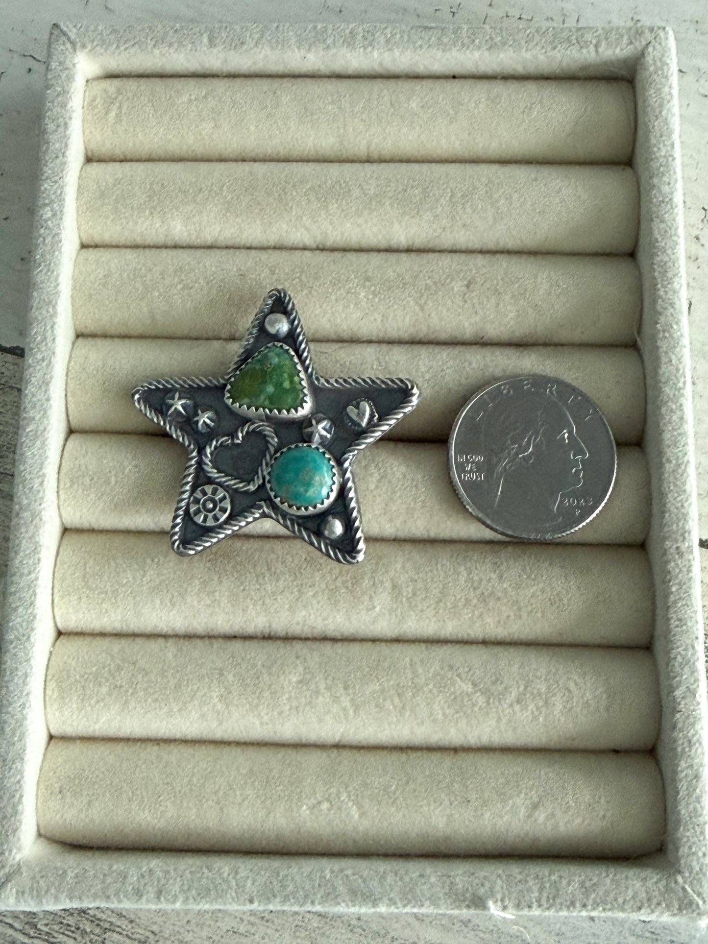 Native American Turquoise Star Ring 8