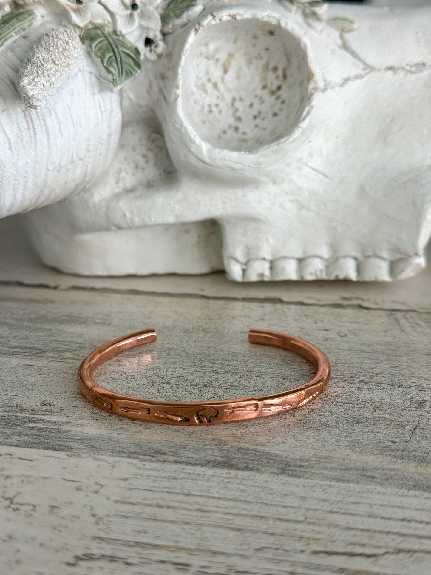 Native American Copper Stamped Cuff 6.75”