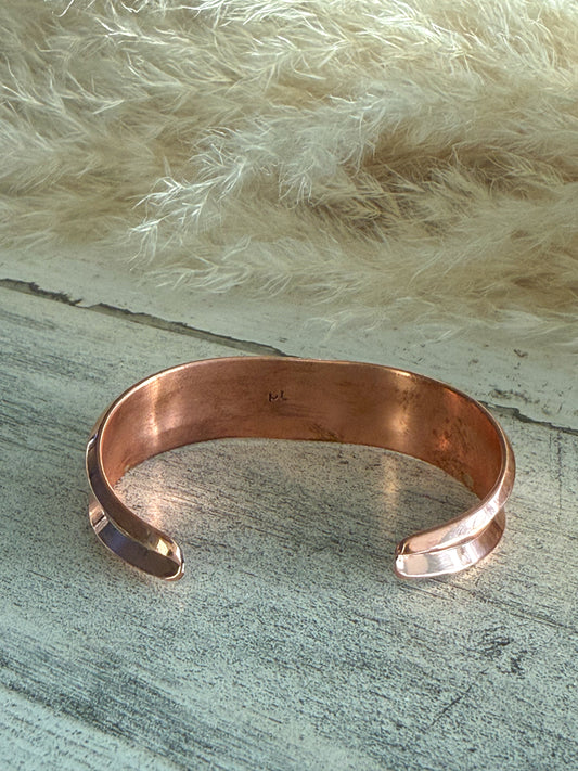 Native American Copper Turquoise & Coral Cuff 6.75"