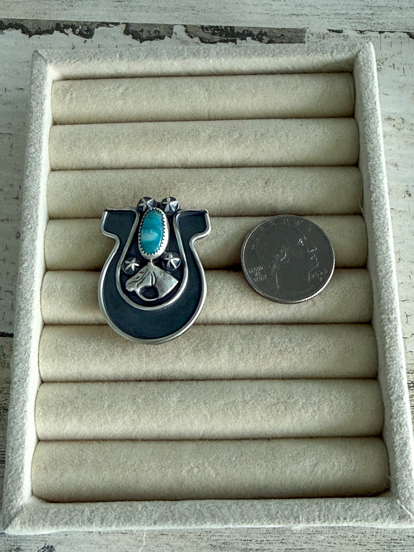 Native American Turquoise Horseshoe Ring 8.75