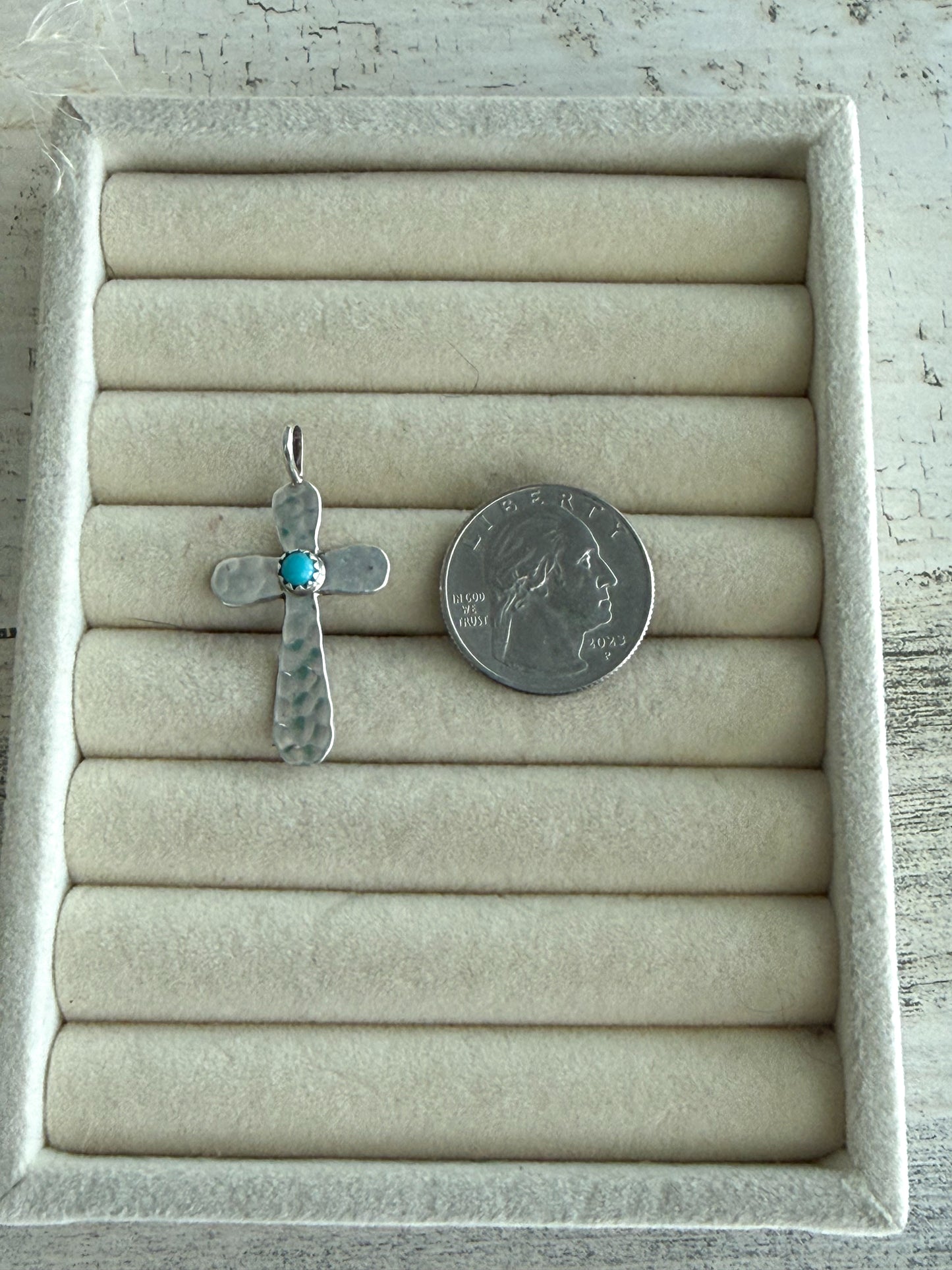 Native American Sterling Turquoise Cross Pendant