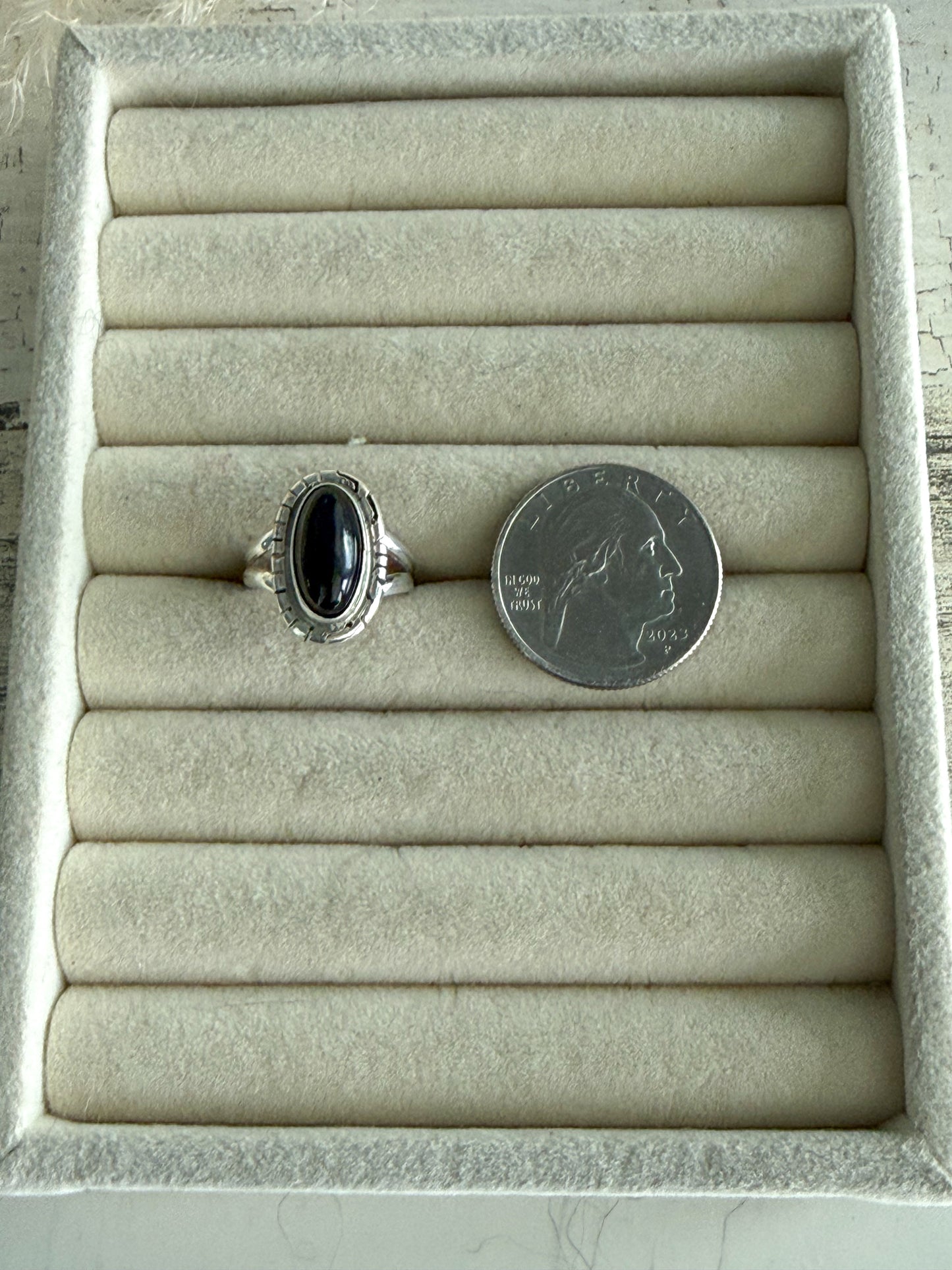Native American Black Onyx Ring 6.5