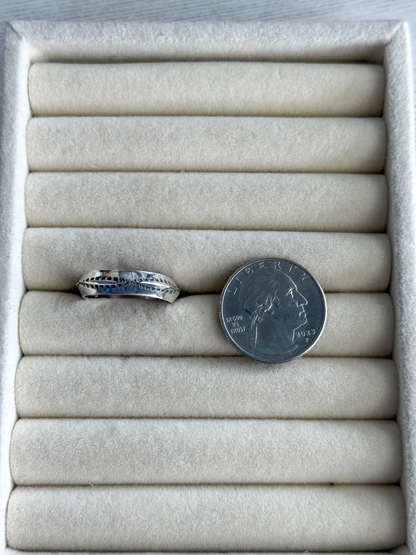 Native American Sterling Stamped Ring 9.5
