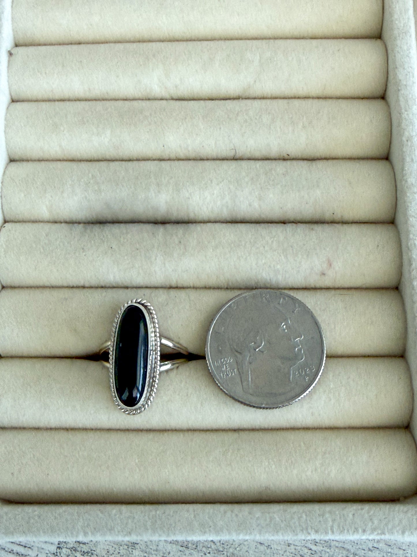 Native American Black Onyx Ring 7.5