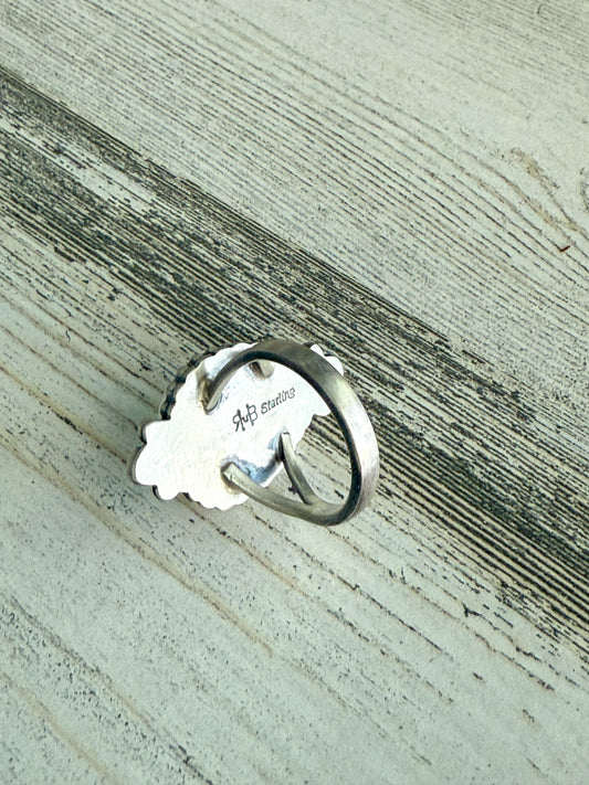 Native American Fox Turquoise Ring 7.5