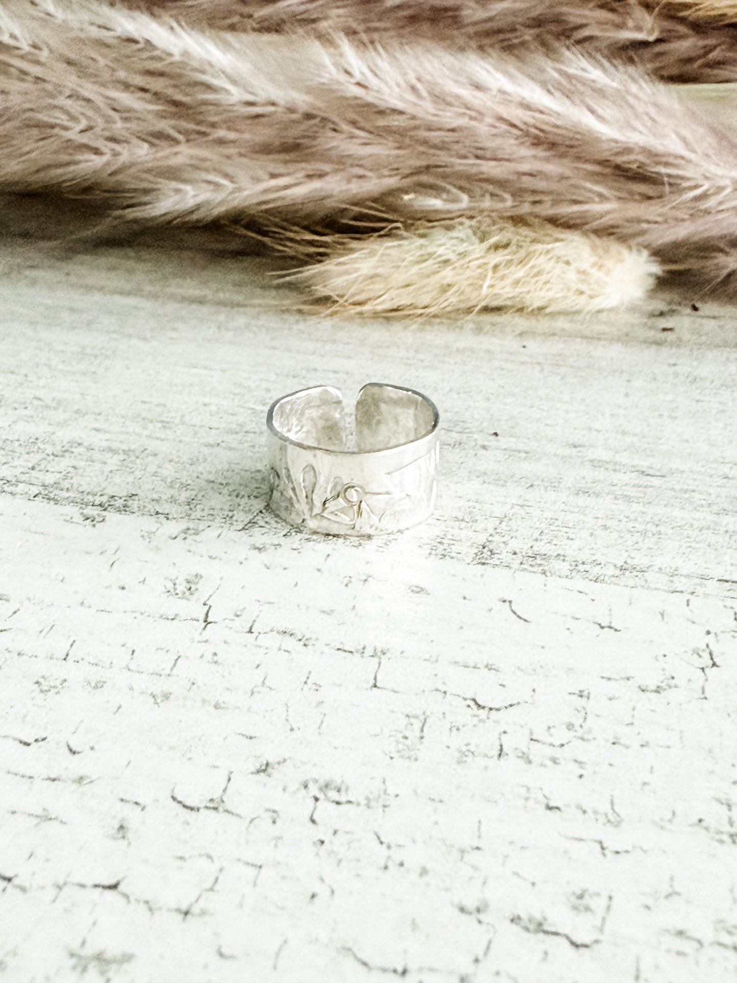 Native American Sterling Stamped Adjustable Toe/Pinky Tip Ring
