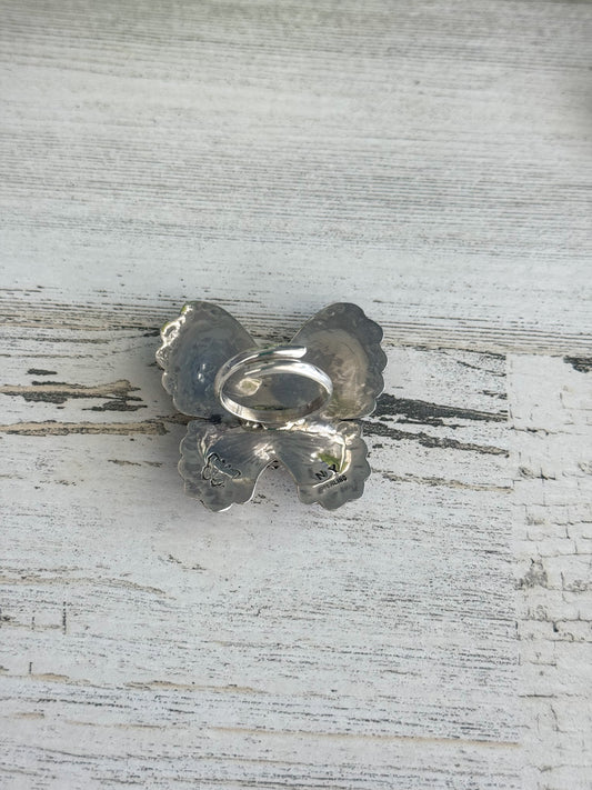 Native American Pink Conch Butterfly Adjustable Ring