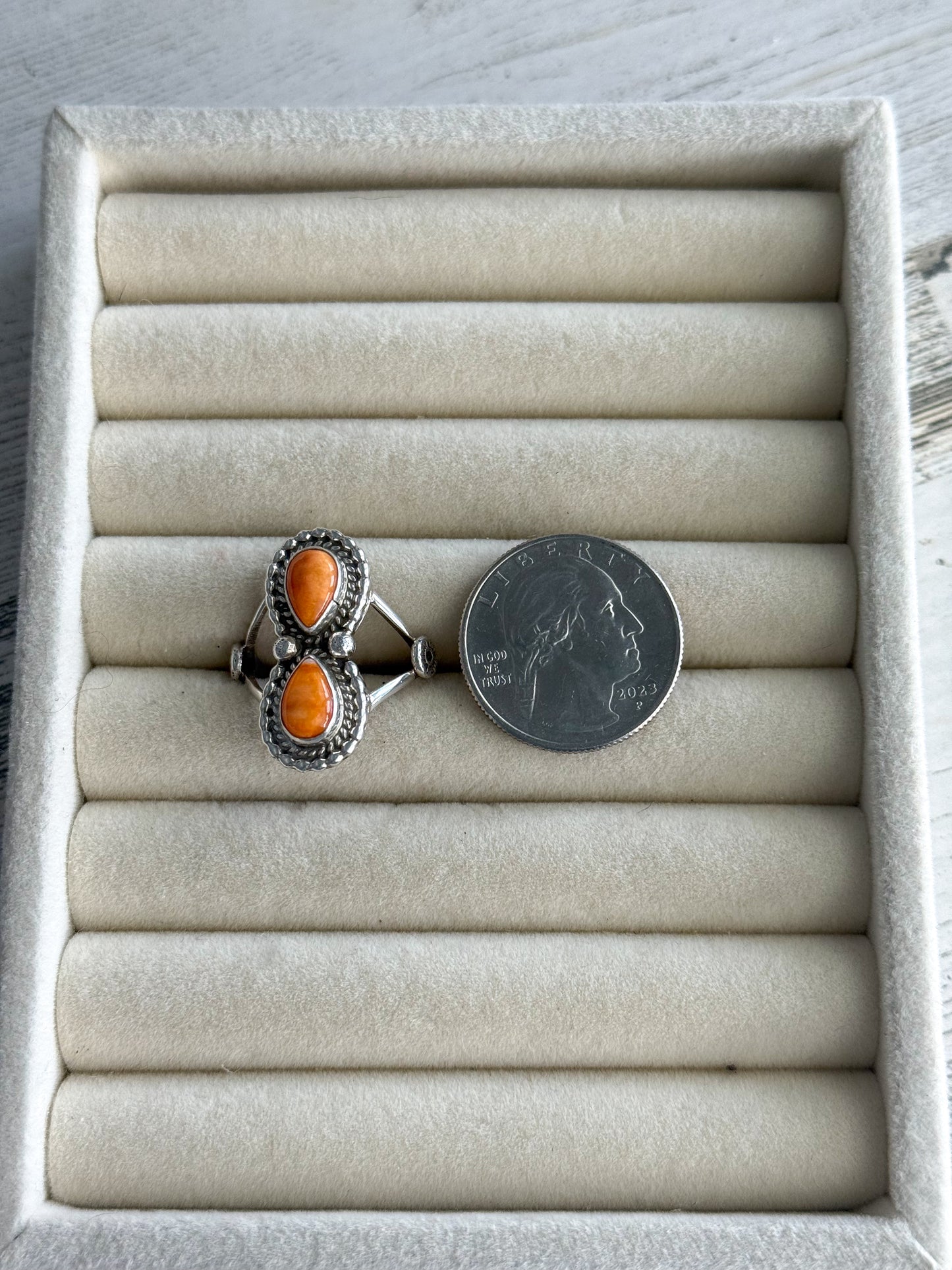 Native American Double Orange Spiny Ring 8