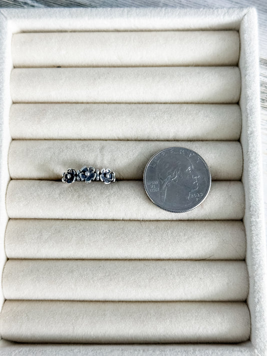 Native American Sterling Flower Cup Ring 6