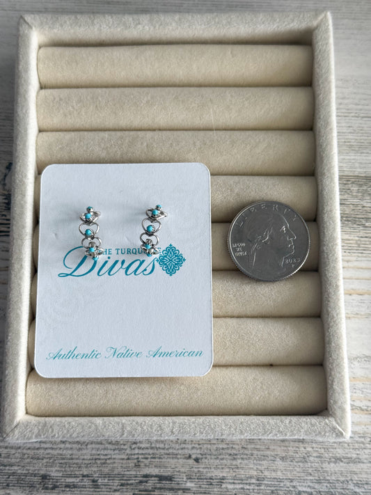 Native American Wire Heart Turquoise Hoops