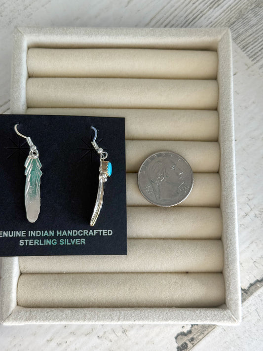 Native American Sleeping Beauty Feather Earrings