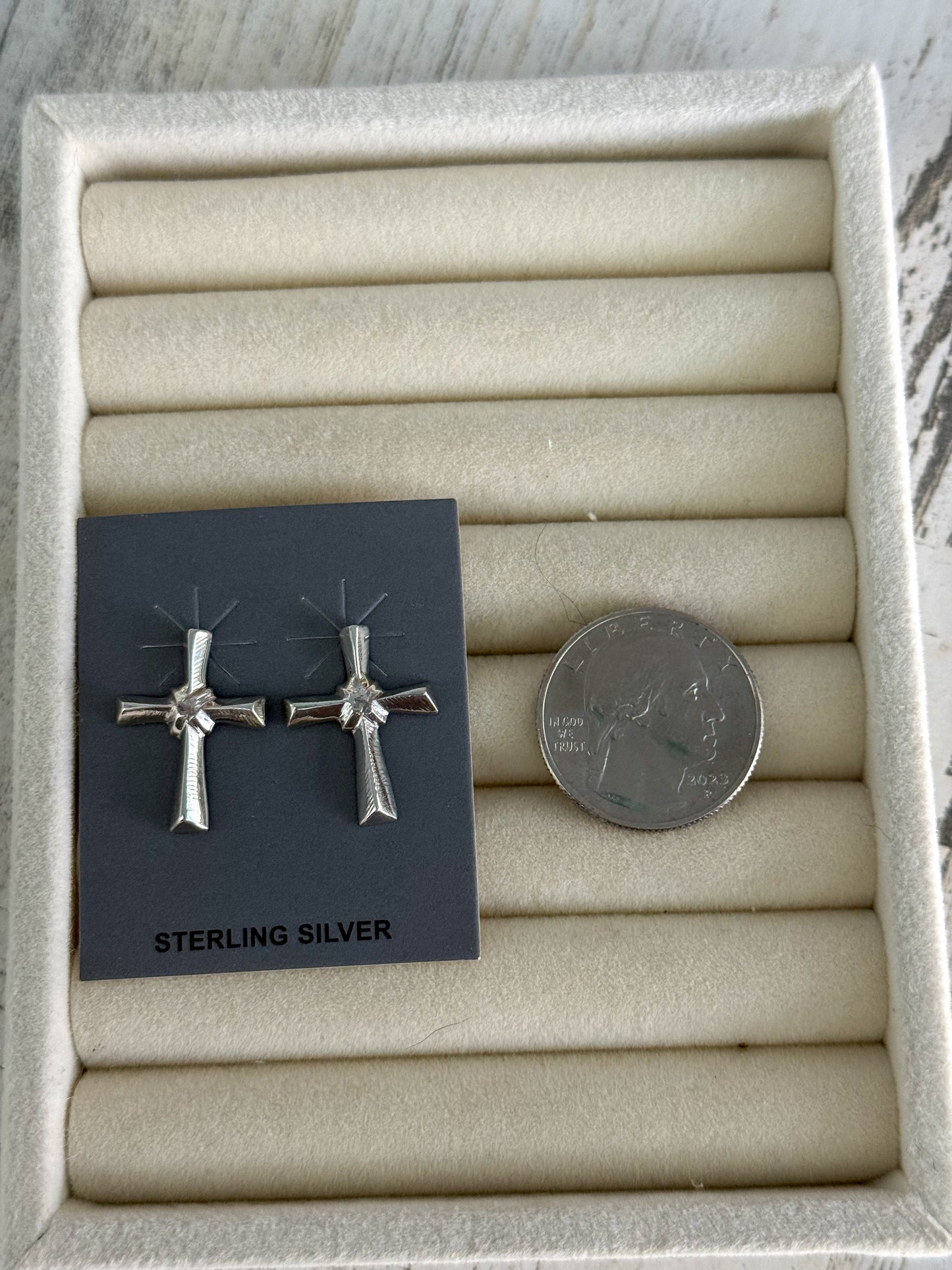 Native American Sterling Cross Earrings